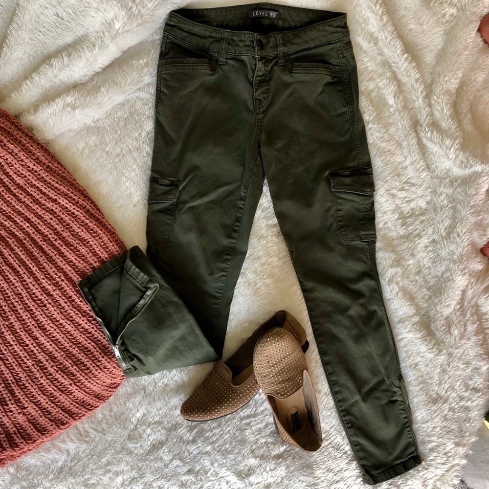 Forest Green Zipper Detail Level 99 Pant